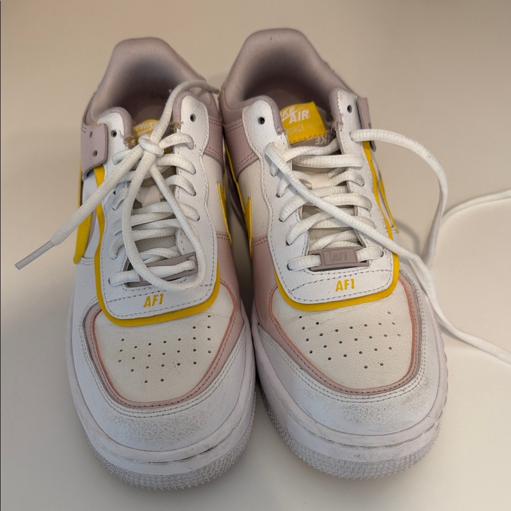 Nike Kids White and Yellow Air Sneakers